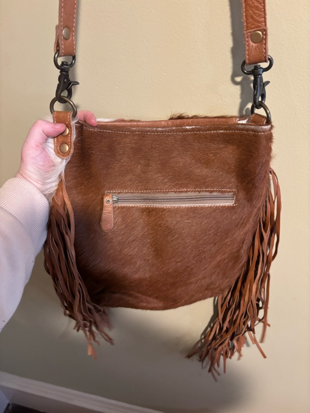 Myra Bag Flouncy Leather Fringe Crossbody Purse - Picture 5 of 6